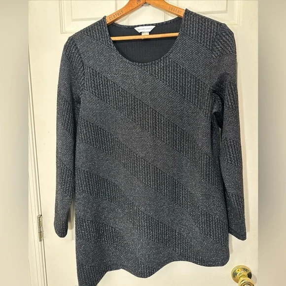 SALE🔥 Holiday Tops Christopher & Banks Women's Black Metallic Tunic Top Size XL - Picture 1 of 8